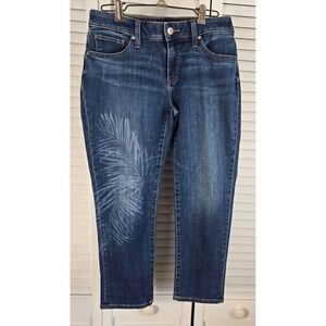 Chico's Womens Jeans size 2p Fern Design So Sliming Girlfriend Slim Leg Crop str